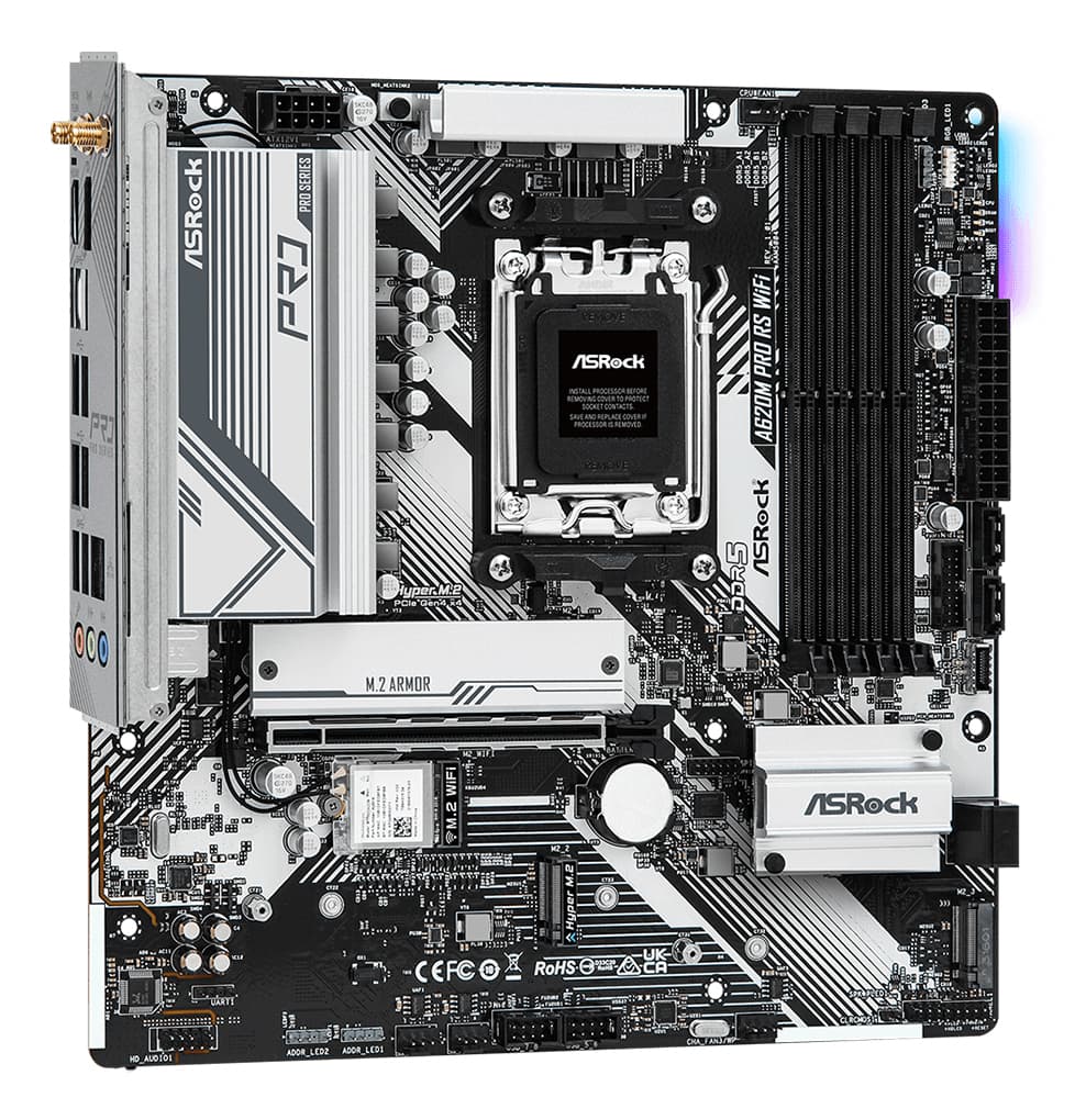 Placa de baza A620M Pro RS WiFi AM5 mATX "90-MXBLX0-A0UAYZ" — miniatură