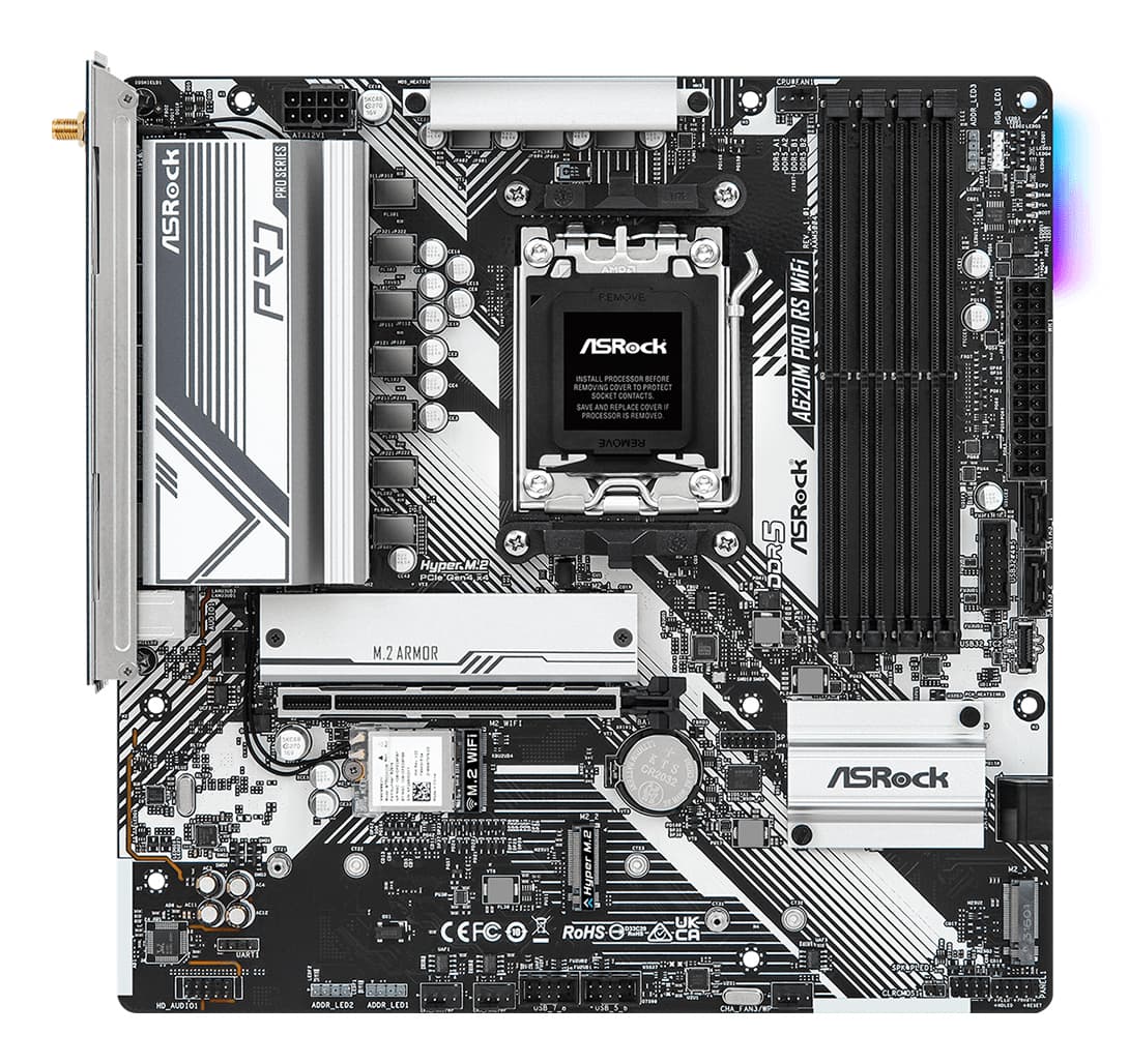Placa de baza A620M Pro RS WiFi AM5 mATX "90-MXBLX0-A0UAYZ"