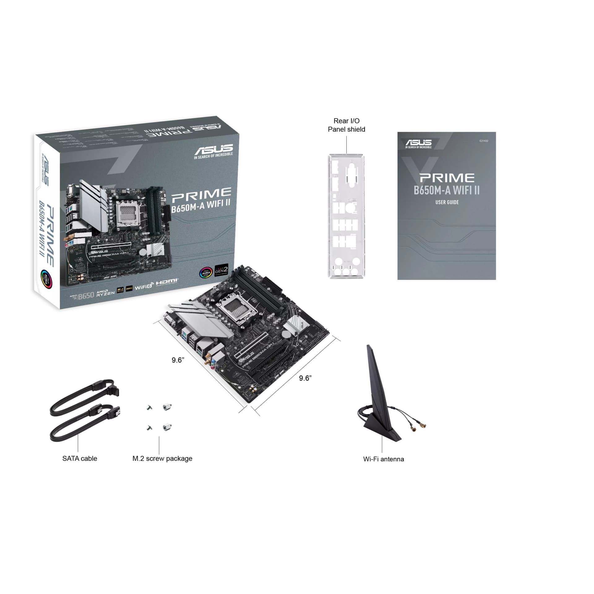Placa de baza PRIME B650M-A WIFI II, AMD B450, Socket AM5, mATX "90MB1EG0-M0EAY0" — miniatură