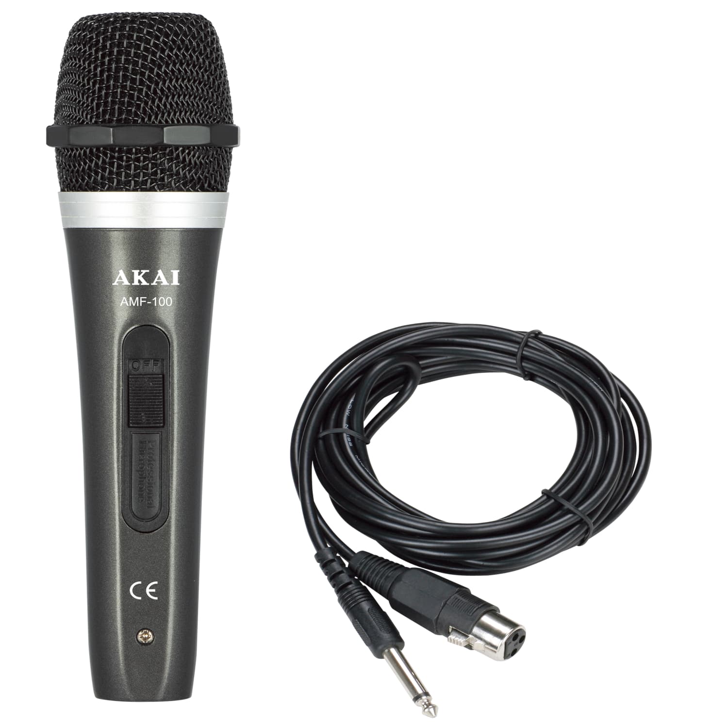Microfon cu fir Akai, tip hipercardioid burete integrat, negru, "AMF-100"