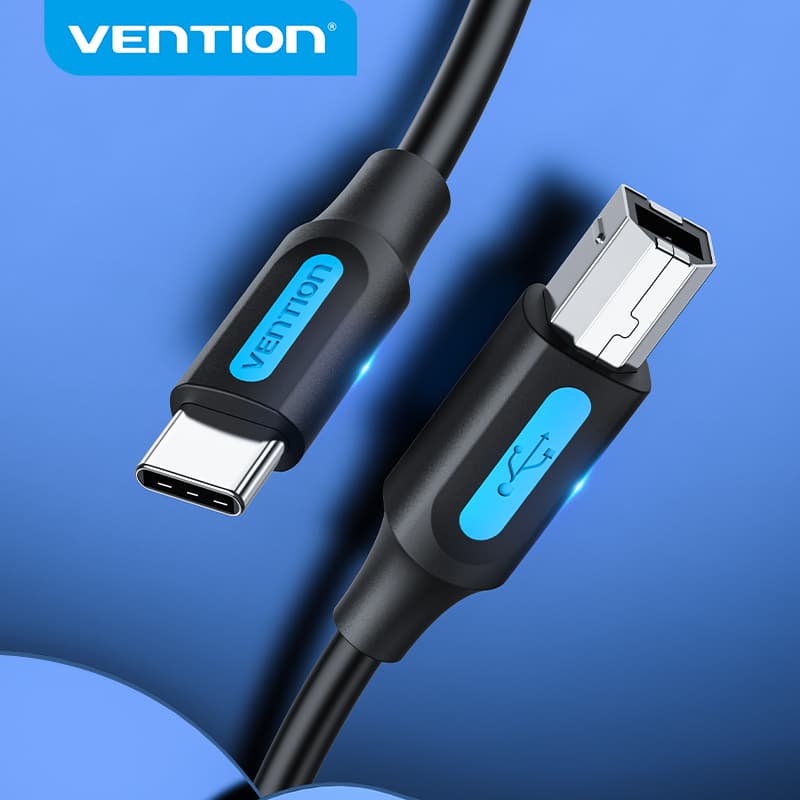 Cablu USB pt. imprimanta Vention, USB B (T) la USB-C (T), 1.5m, 480 Mbps, TPE, negru, "CQUBG" - 6922794756410 — miniatură