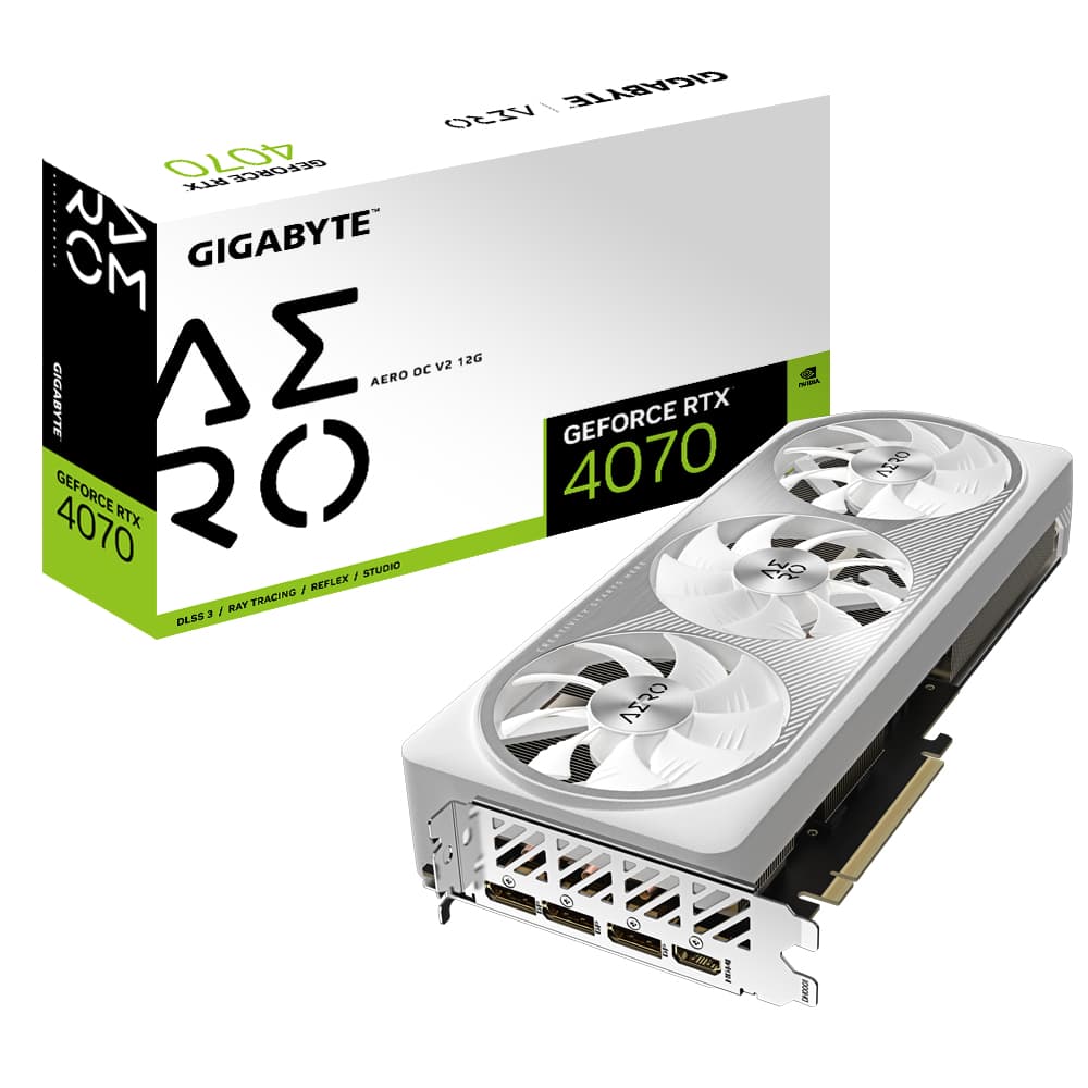 Placa video nVidia GeForce RTX 4070 AERO OC 12GB GDDR6X 192bit "GV-N4070AERO OCV2-12GD" — miniatură