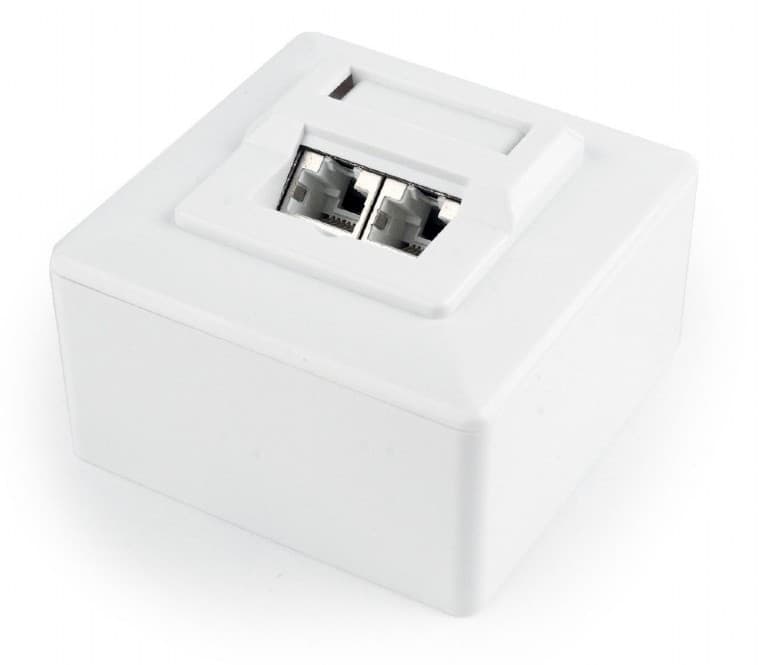 PRIZA RJ-45 aplicabila cu 2 iesiri GEMBIRD pt. cablu STP, Cat6, Keystone (LSA) x 2 | RJ-45 (M) x 2, plastic, 1 buc, "MWS-2S6-01" — miniatură