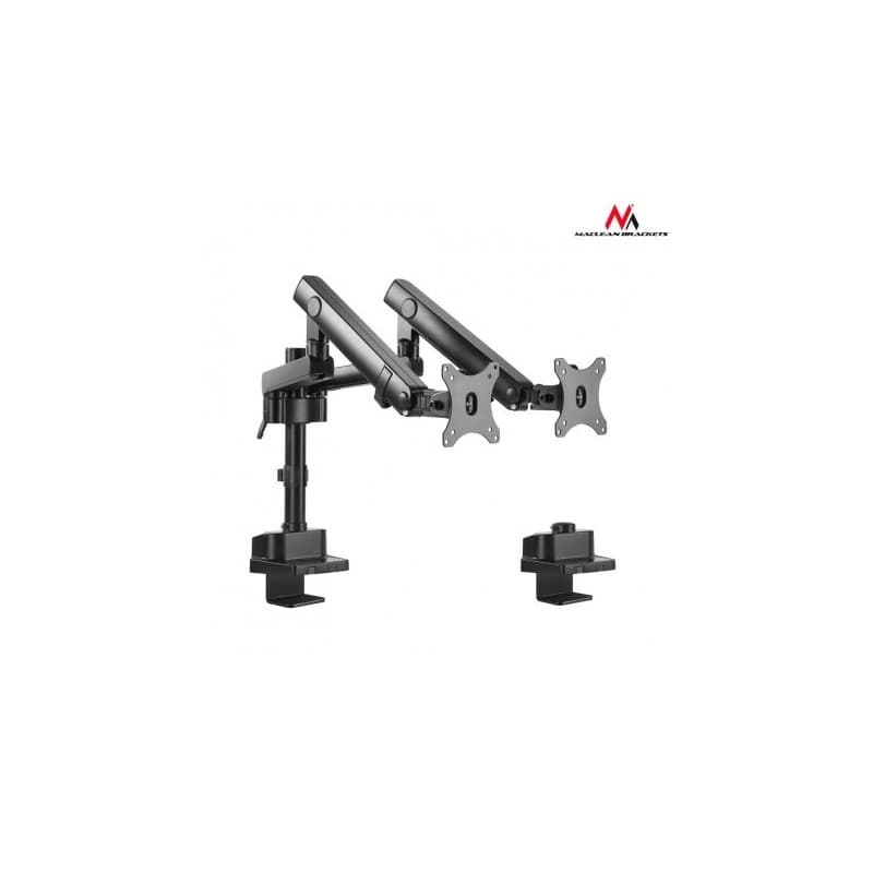 Suport de birou pentru 2 monitoare MC-812 aluminiu + otel, brate reglabile, arcuri pe gaz, 17 - 32 inch, 2X8KG, 2x USB 3.0, Negru "MC-812"