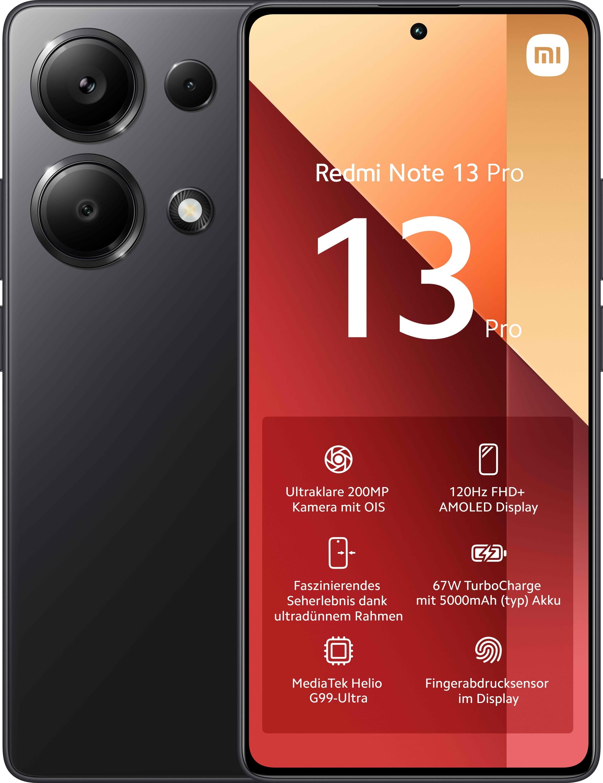 Smartphone Redmi Note 13 Pro 256GB 8GB RAM Dual SIM Black "MZB0FWWEU"