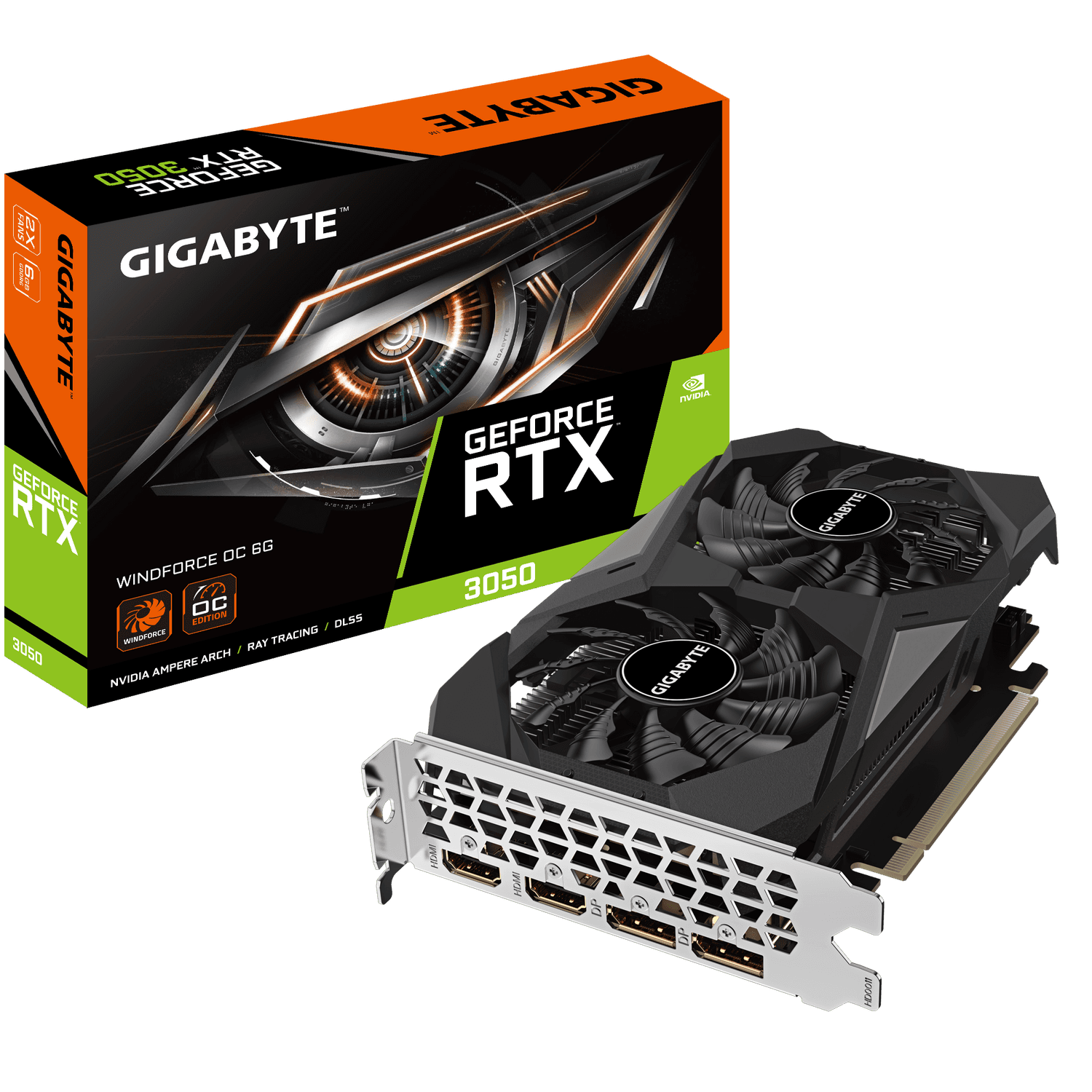 GIGABYTE GeForce RTX 3050 WINDFORCE OC 6GB, GDDR6, 96-bit "N3050WF2OC-6GD" — miniatură