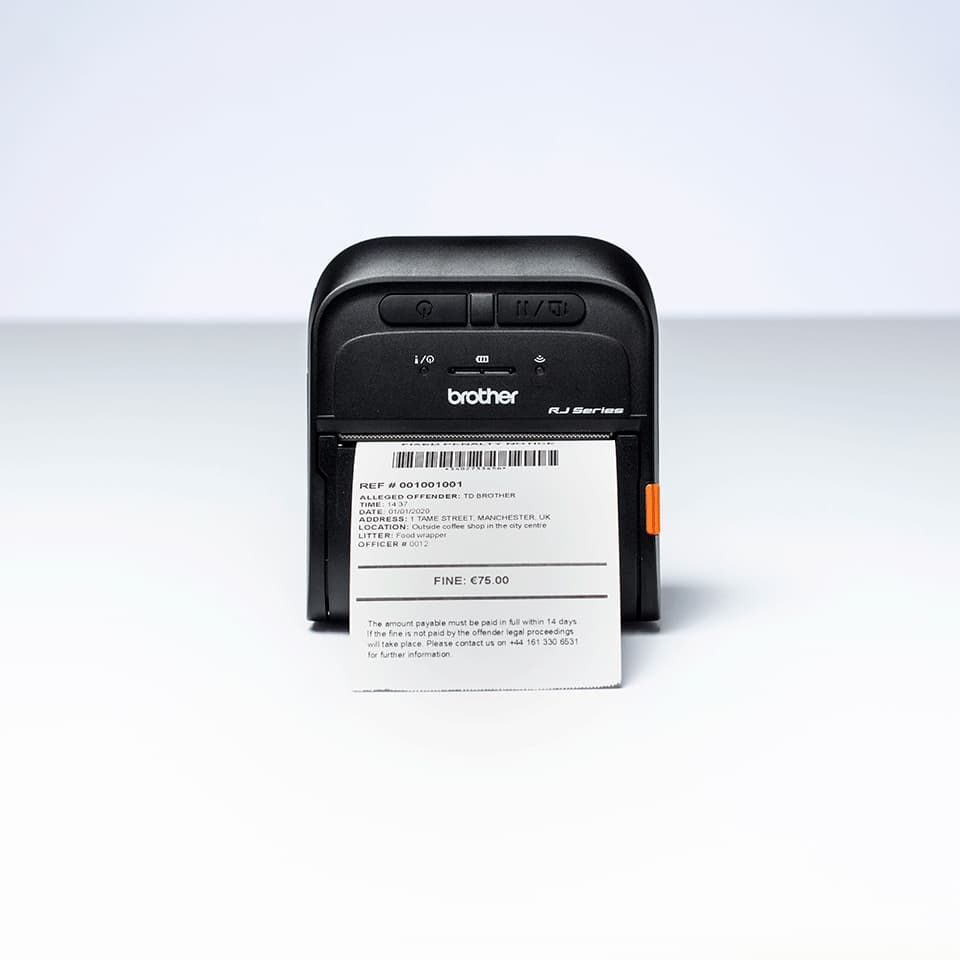 Imprimanta Portabila Direct Termic BROTHER 203dpi RJ-3055WBX, Viteza de tiparire: 101.6mm/s, Latime maxima de imprimare: 72mm|Conectivitate: BT|USB|WiFi , Imprimare Cod de bare: , include TV16 RON, "RJ3055WBXX1" — miniatură