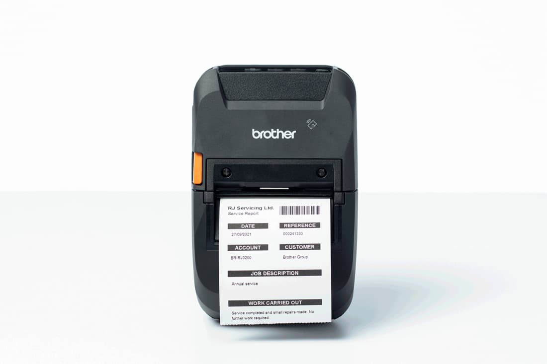 Imprimanta Portabila Direct Termic BROTHER 203dpi RJ-3250WBL, Viteza de tiparire: 127mm/s, Latime maxima de imprimare: 72mm|Conectivitate: USB-C|NFC|BT|WiFi , Imprimare Cod de bare: , include TV16 RON, "RJ3250WBLZ1" — miniatură