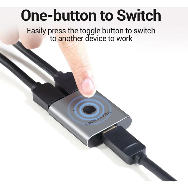 Switch video Vention, HDMI(M) la 2 x HDMI(M), bi-directional, rezolutie 4K la 60Hz, aluminiu, gri, "AFUH0" - 6922794743731 — miniatură