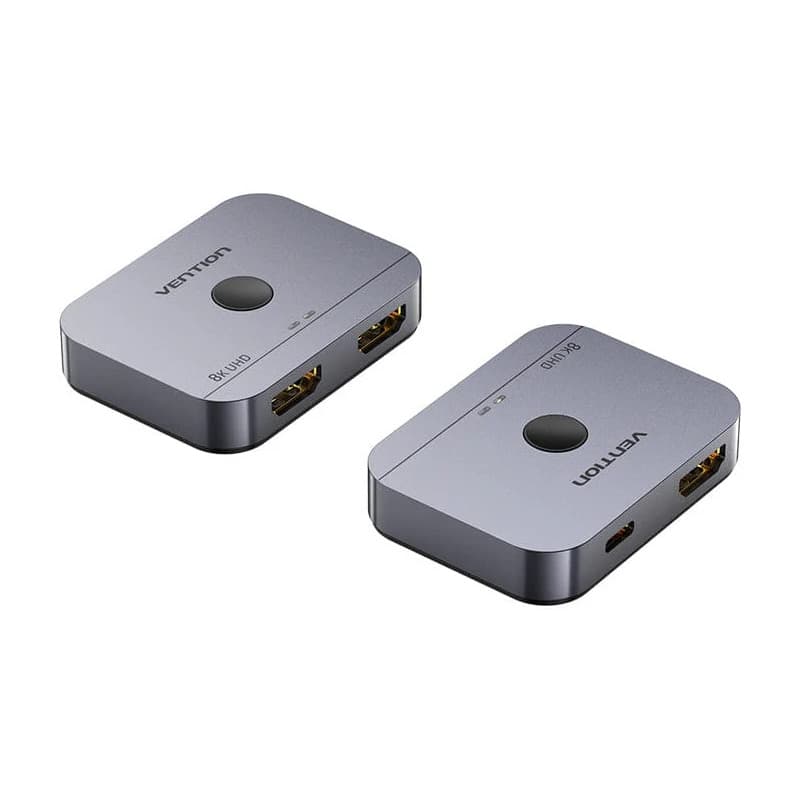 Splitter video Vention, HDMI(M) la 2 x HDMI(M), bi-directional, rezolutie 8K la 60Hz/4K la 120Hz, aliaj aluminiu, Cablu USB-C alimentare inclus, argintiu, "AKPH0" - 6922794772588