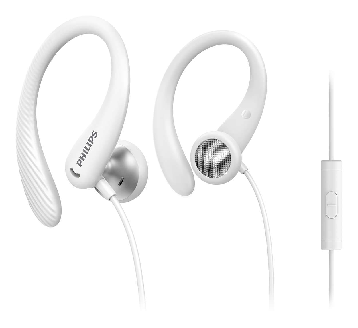 Philips TAA1105WT/00 headphones/headset Wired Ear-hook, In-ear Sports Alb "TAA1105WT/00"