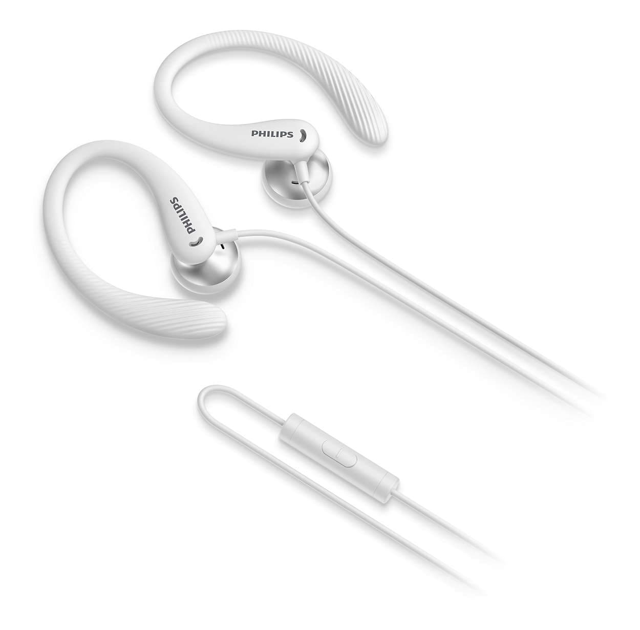 Philips TAA1105WT/00 headphones/headset Wired Ear-hook, In-ear Sports Alb "TAA1105WT/00" — miniatură
