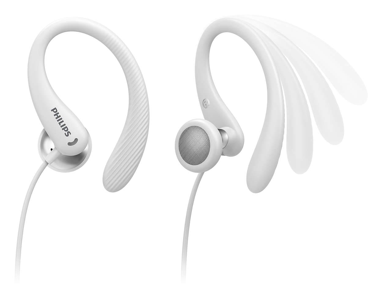 Philips TAA1105WT/00 headphones/headset Wired Ear-hook, In-ear Sports Alb "TAA1105WT/00" — miniatură
