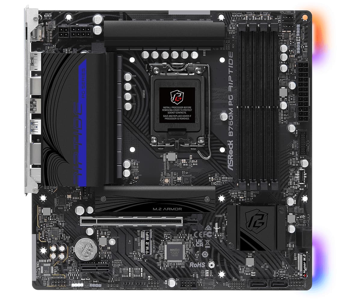 Placa de baza B760M PG Riptide Micro-ATX Socket Intel 1700 Intel B760 "90-MXBL60-A0UAYZ"