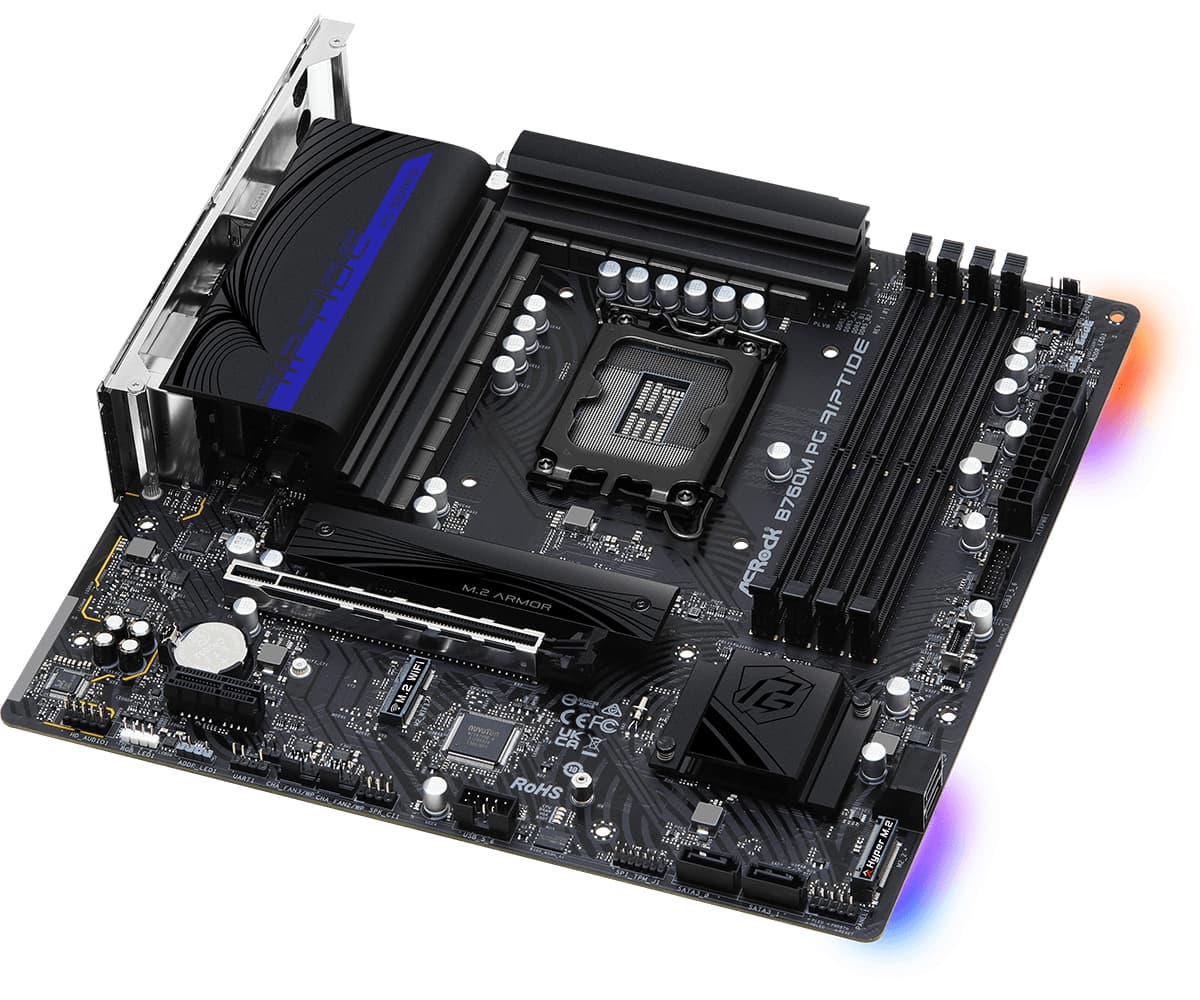 Placa de baza B760M PG Riptide Micro-ATX Socket Intel 1700 Intel B760 "90-MXBL60-A0UAYZ" — miniatură