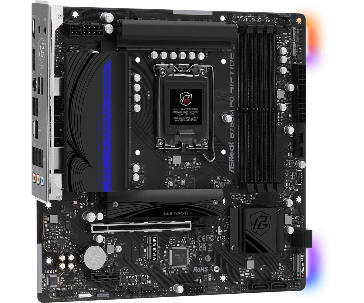 Placa de baza B760M PG Riptide Micro-ATX Socket Intel 1700 Intel B760 "90-MXBL60-A0UAYZ" — miniatură
