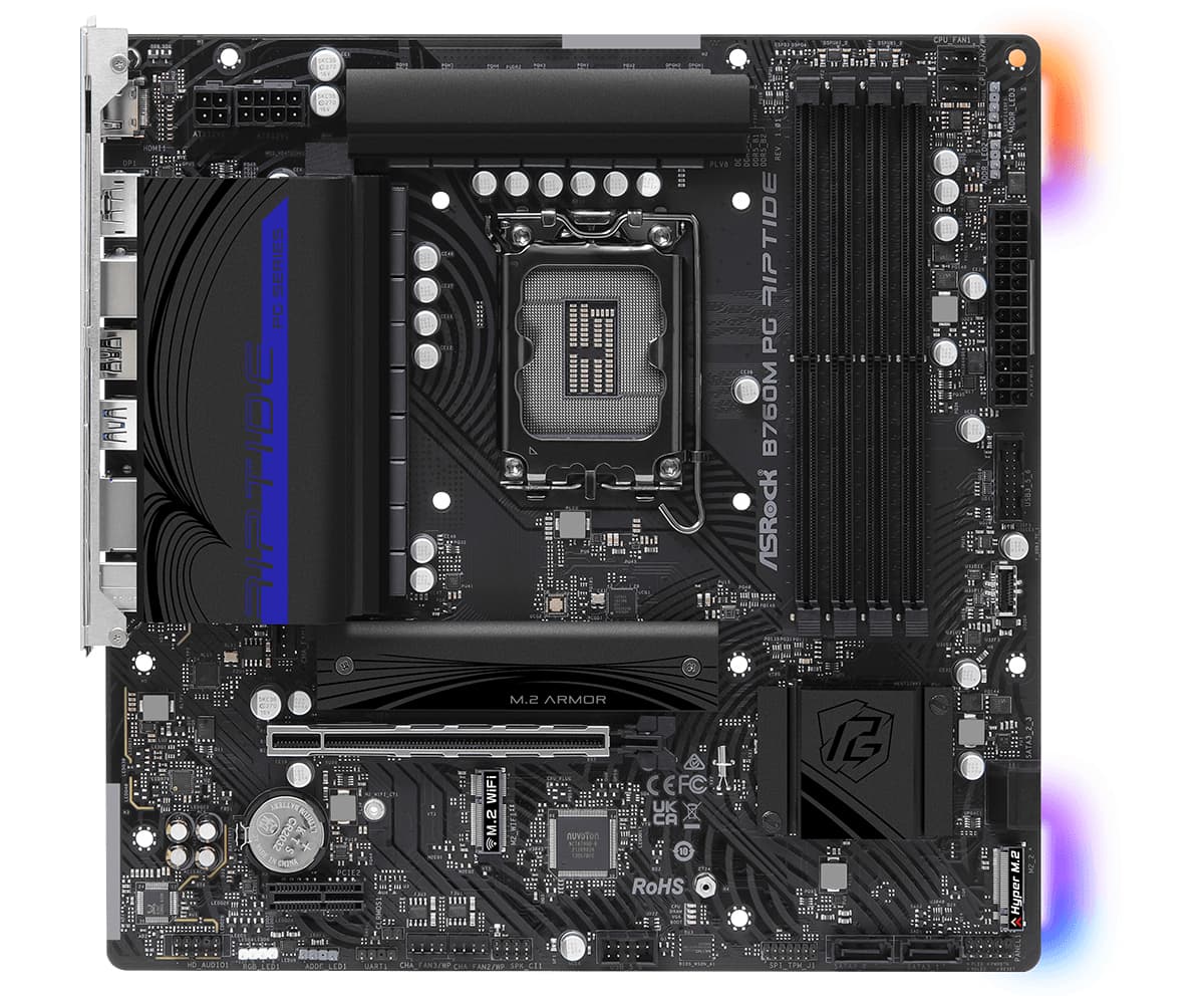 Placa de baza B760M PG Riptide Micro-ATX Socket Intel 1700 Intel B760 "90-MXBL60-A0UAYZ" — miniatură