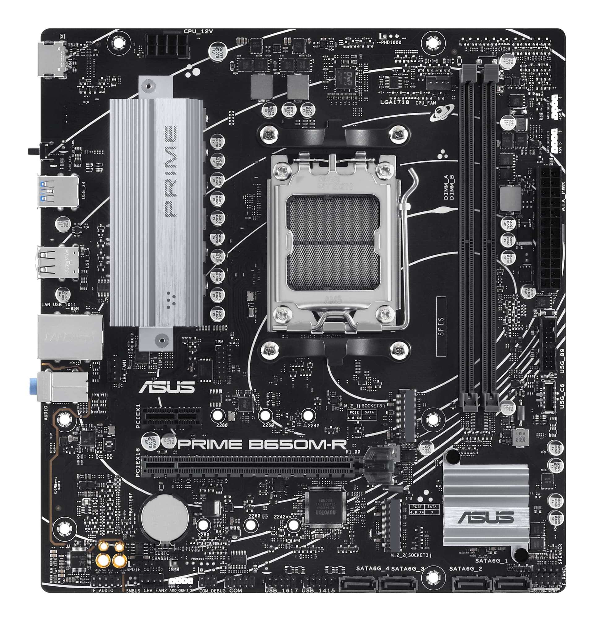 Placa de baza Prime B650M-R Mainboard - B650-Chipsatz, Sockel AM5, DDR5 "90MB1H30-M0EAY0" — miniatură
