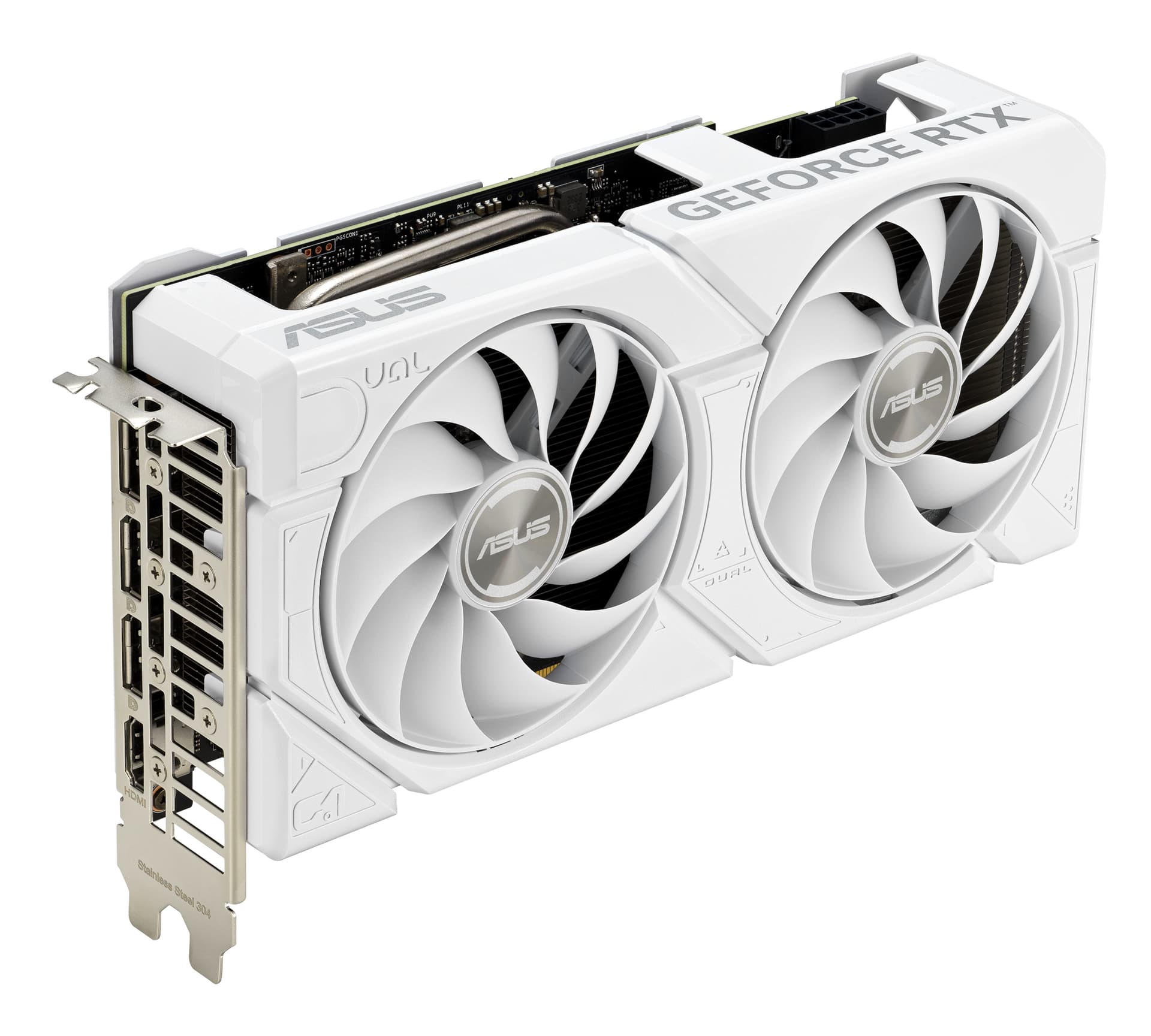 Placa video DUAL GeForce RTX 4060 EVO White OC Gaming Grafikkarte 8GB GDDR6, 1xHDMI 2.1a, 3xDP 1.4a "90YV0JCB-M0NA00" — miniatură