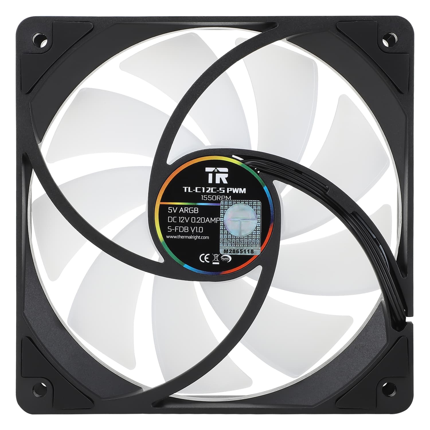 Ventilator Thermalright, 120mm, 1550 rpm, S-FDB Bearing, 66,17 cfm, LED ARGB, 4pin PWM, negru, "TL-C12C-S" — miniatură