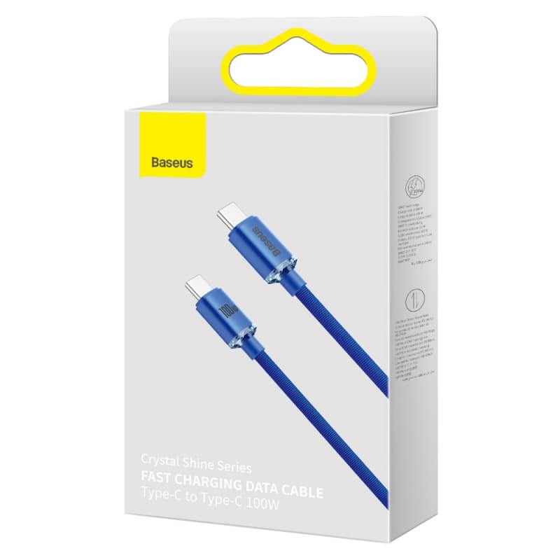 CABLU alimentare si date Baseus Crystal Shine, Fast Charging Data Cable pt. smartphone, USB Type-C la USB Type-C 100W, 1.2m, albastru "CAJY000603" - 6932172602871 — miniatură