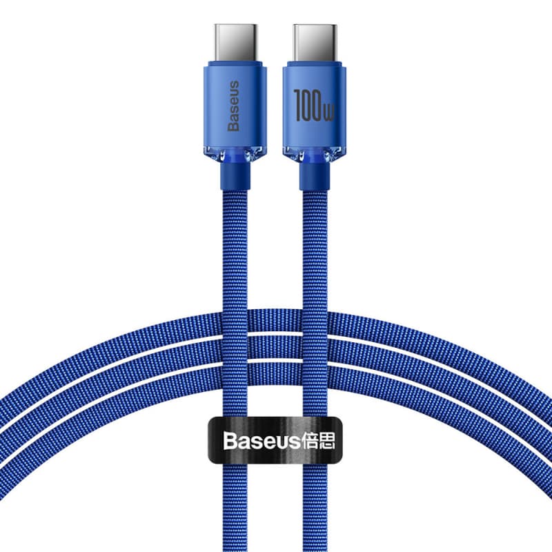 CABLU alimentare si date Baseus Crystal Shine, Fast Charging Data Cable pt. smartphone, USB Type-C la USB Type-C 100W, 1.2m, albastru "CAJY000603" - 6932172602871