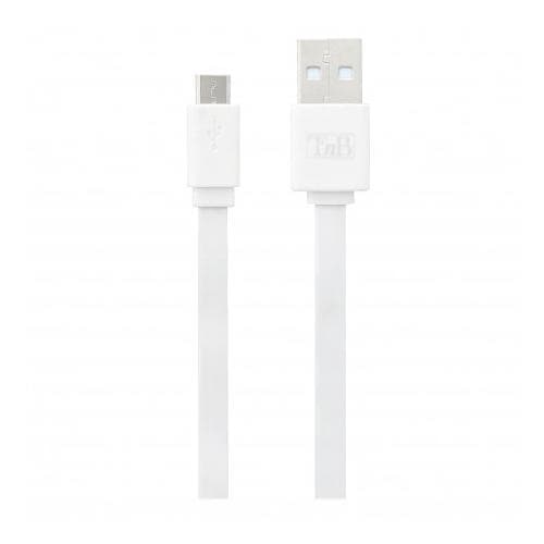 TNB FLAT MICRO USB CABLE 30CM - WHITE "CBMUSB03WH"