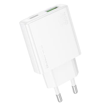 INCARCATOR retea Borofone "BN24", Quick Charge 20W, 1 x USB, 1 x USB Type-C, alb "6941991115639"