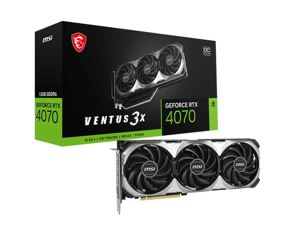 Placa Video MSI GeForce RTX 4070 VENTUS 3X E1 12G OC 12GB GDDR6 192 bit "GeForce RTX 4070 VENTUS 3X E1 12G OC" — miniatură