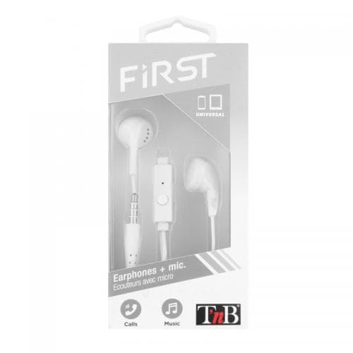 TNB FIRST BLACK EARPHONES + MIC.WHITE "KPFIRSTWH"