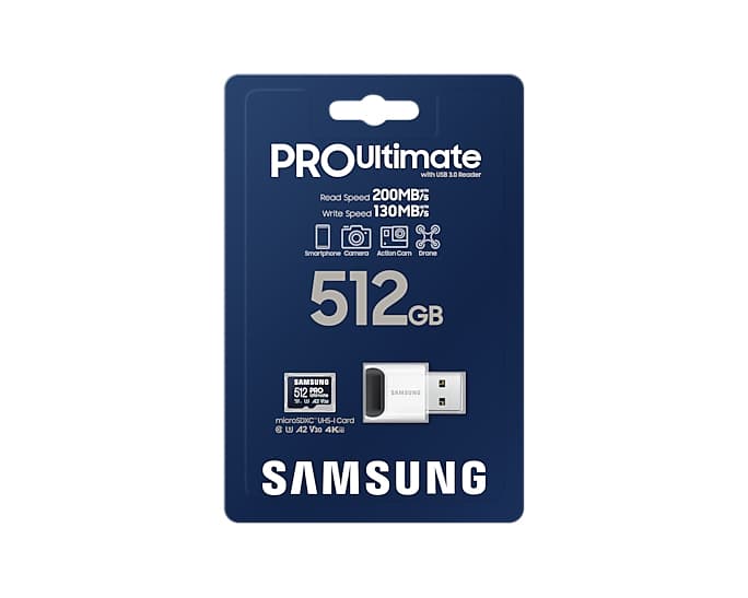 Card memorie PRO Ultimate MB-MY512SB/WW 512GB, Class 10, UHS-I U3, V30, A2 + Adaptor USB "MB-MY512SB/WW" — miniatură