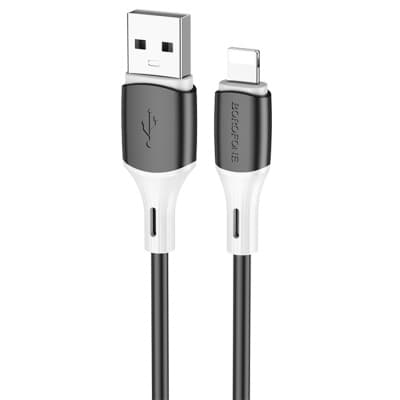 CABLU alimentare si date Borofone "BX79", Fast Charging Data Cable pt. smartphone, USB la Iphone Lightning 2.4A, 1m, negru "6974443384741"