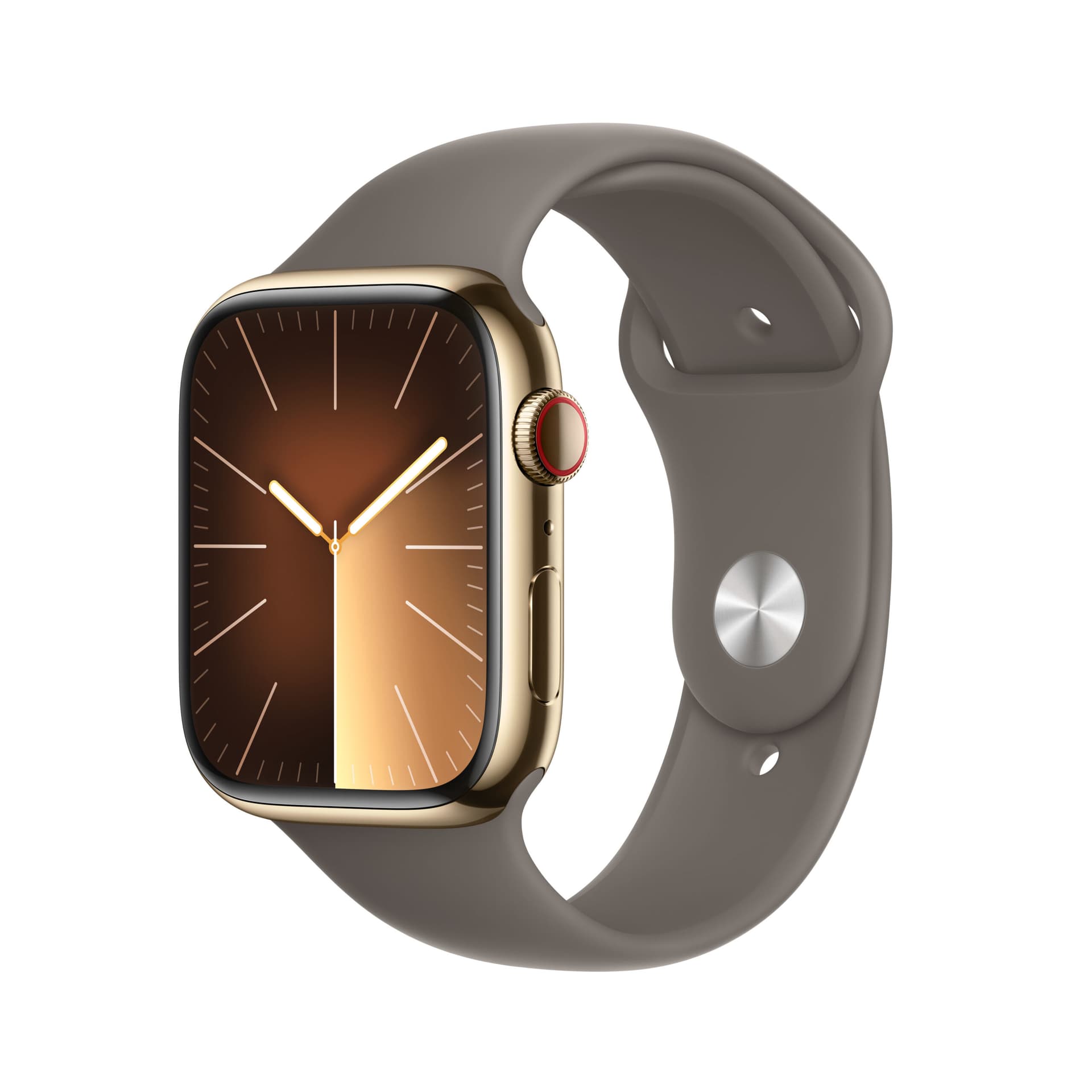 Smartwatch Watch Series 9 LTE 45mm Gold Stainless Steel Case with Sport Band S/M Clay "MRMR3"