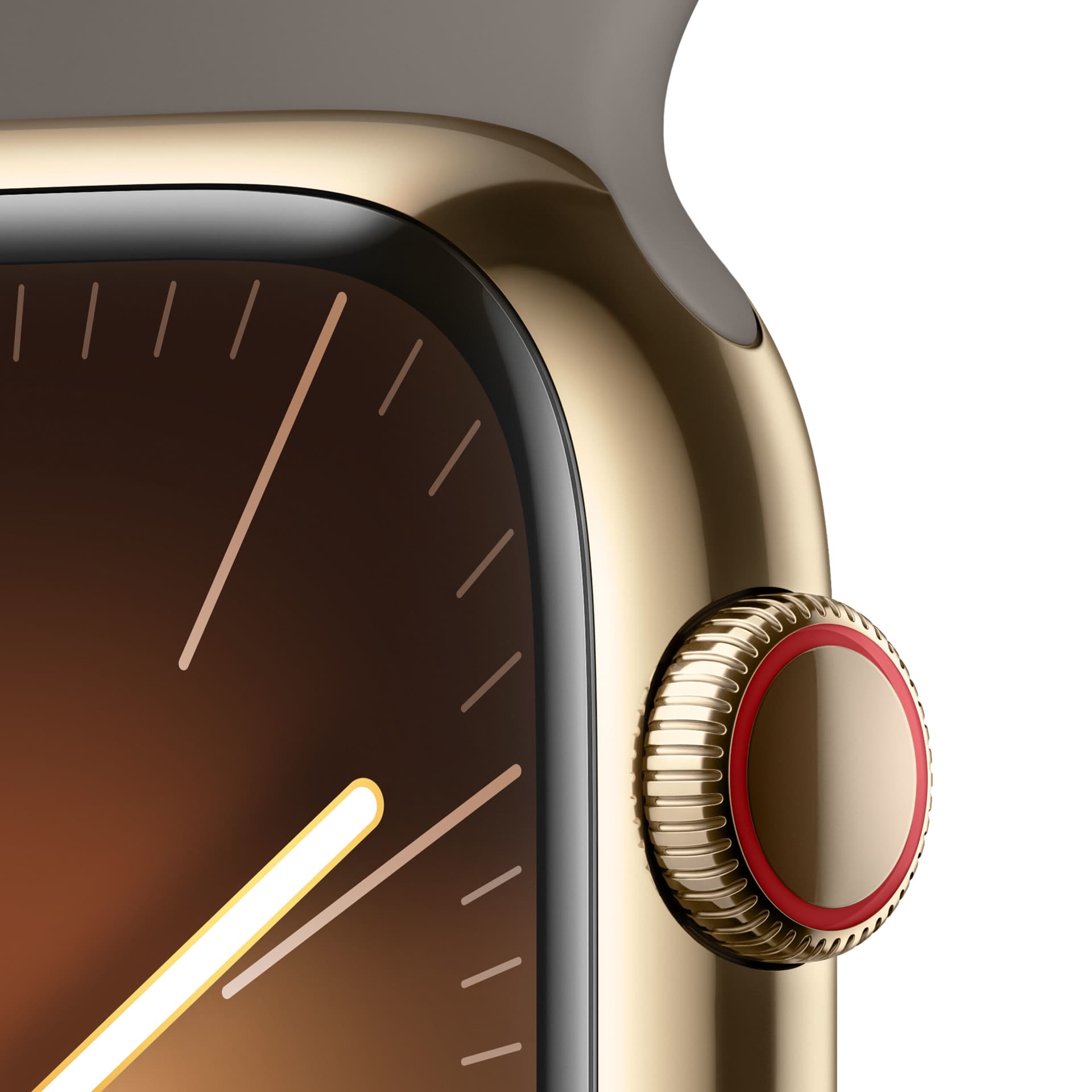 Smartwatch Watch Series 9 LTE 45mm Gold Stainless Steel Case with Sport Band S/M Clay "MRMR3" — miniatură