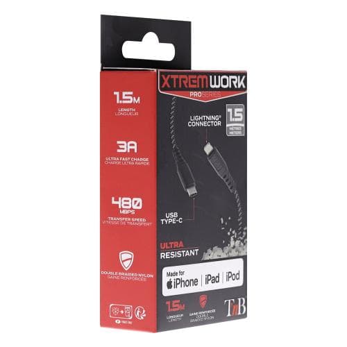 TNB XTREMWORK power delivery Lightning to USB Type-C cable "XCBLTC150"