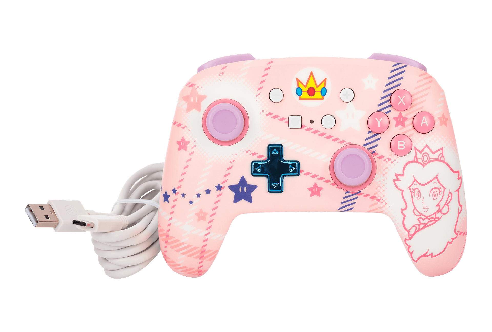 CONTROLLER PowerA, fara fir, pentru Nintendo Switch/ OLED/ Lite, Princess Peach Plaid, "NSGP0255-01" — miniatură