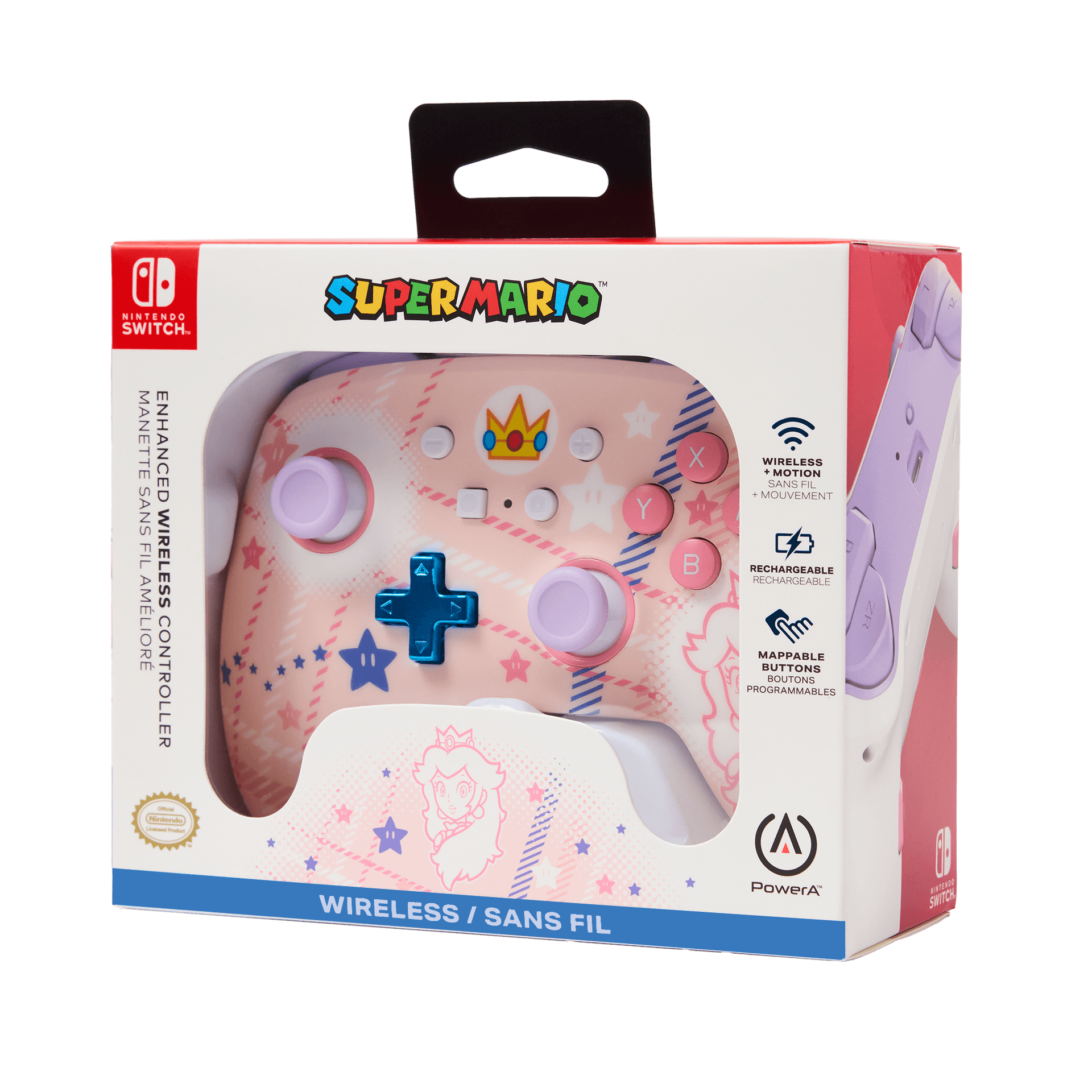 CONTROLLER PowerA, fara fir, pentru Nintendo Switch/ OLED/ Lite, Princess Peach Plaid, "NSGP0255-01" — miniatură