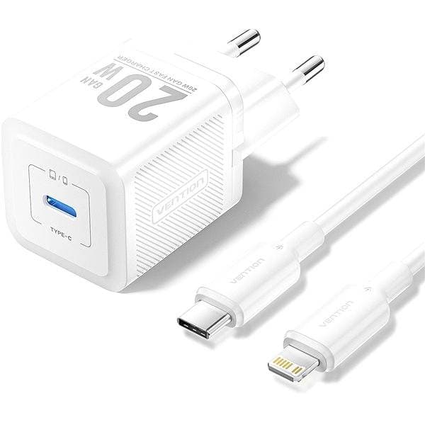 Alimentator retea Vention, 20W, PD 20W, 1 x USB-C, Cablu USB-C - Lightning inclus, alb, "TZ-FEPW0-EU-02" - 6922794786301