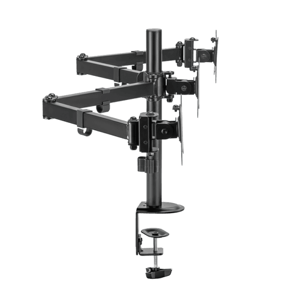SUPORT de birou LOGILINK, pt 3 TV/monitor plat, curbat, diag. max 27 inch, rotatie, inclinare, pivotare, orizontala, verticala, totala, max 7 Kg x 3, "BP0173" — miniatură