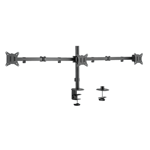 SUPORT de birou LOGILINK, pt 3 TV/monitor plat, curbat, diag. max 27 inch, rotatie, inclinare, pivotare, orizontala, verticala, totala, max 7 Kg x 3, "BP0173" — miniatură