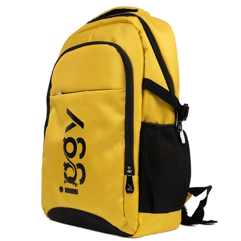 RUCSAC IGGY RIDER, pt. notebook de max. 15.6", 2 compartimente, buzunar frontal, troler strap, water-resistant, poliester, galben/negu, "IGBP-RIDER" — miniatură