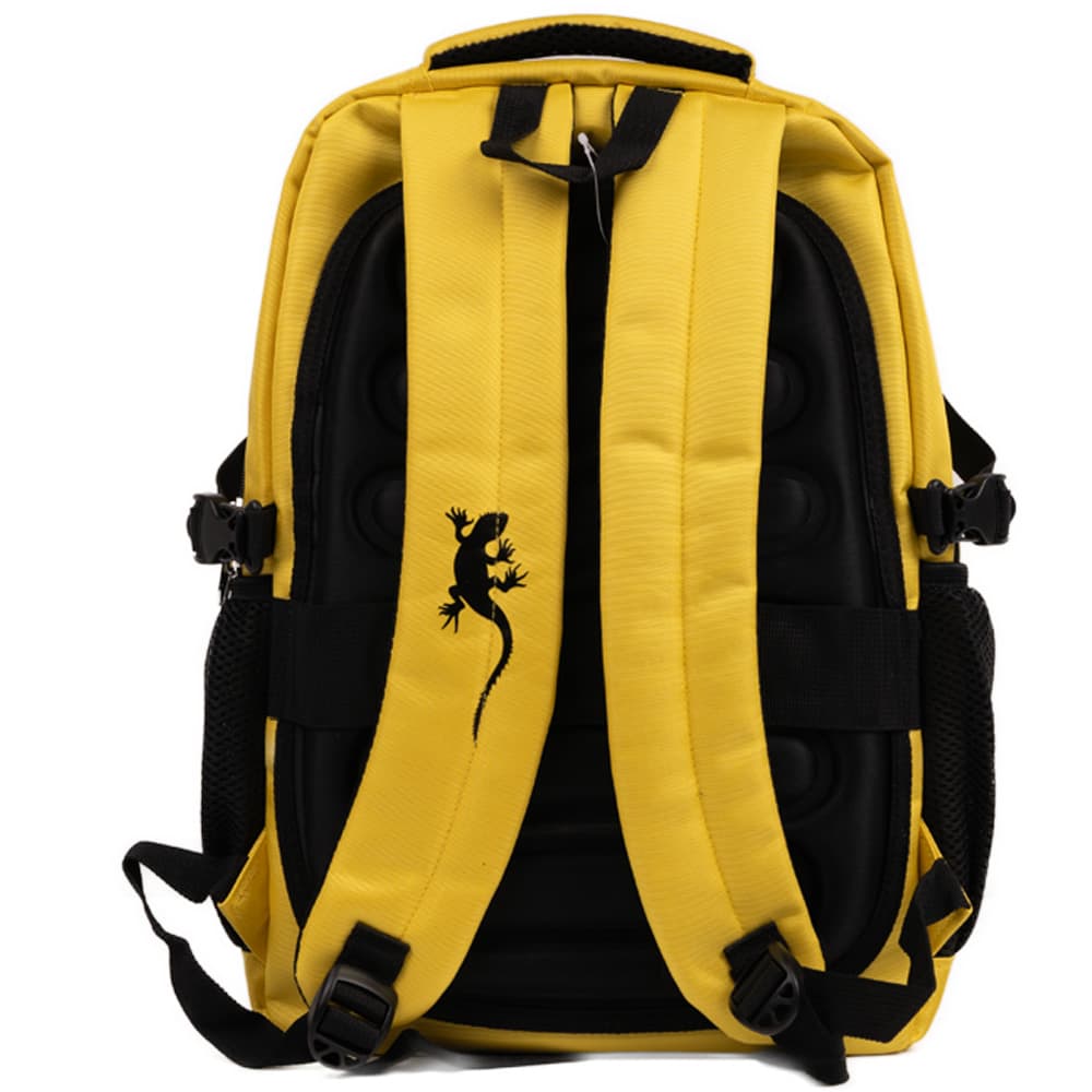 RUCSAC IGGY RIDER, pt. notebook de max. 15.6", 2 compartimente, buzunar frontal, troler strap, water-resistant, poliester, galben/negu, "IGBP-RIDER" — miniatură