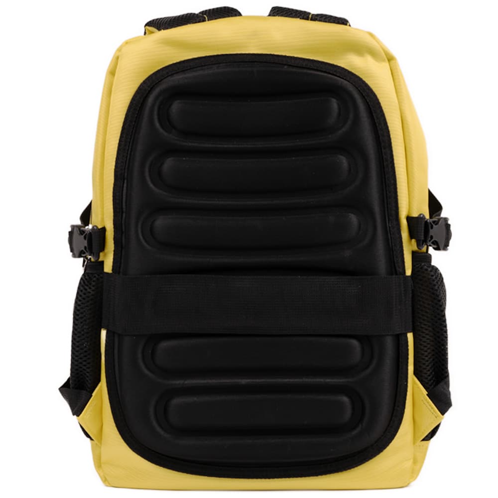 RUCSAC IGGY RIDER, pt. notebook de max. 15.6", 2 compartimente, buzunar frontal, troler strap, water-resistant, poliester, galben/negu, "IGBP-RIDER" — miniatură