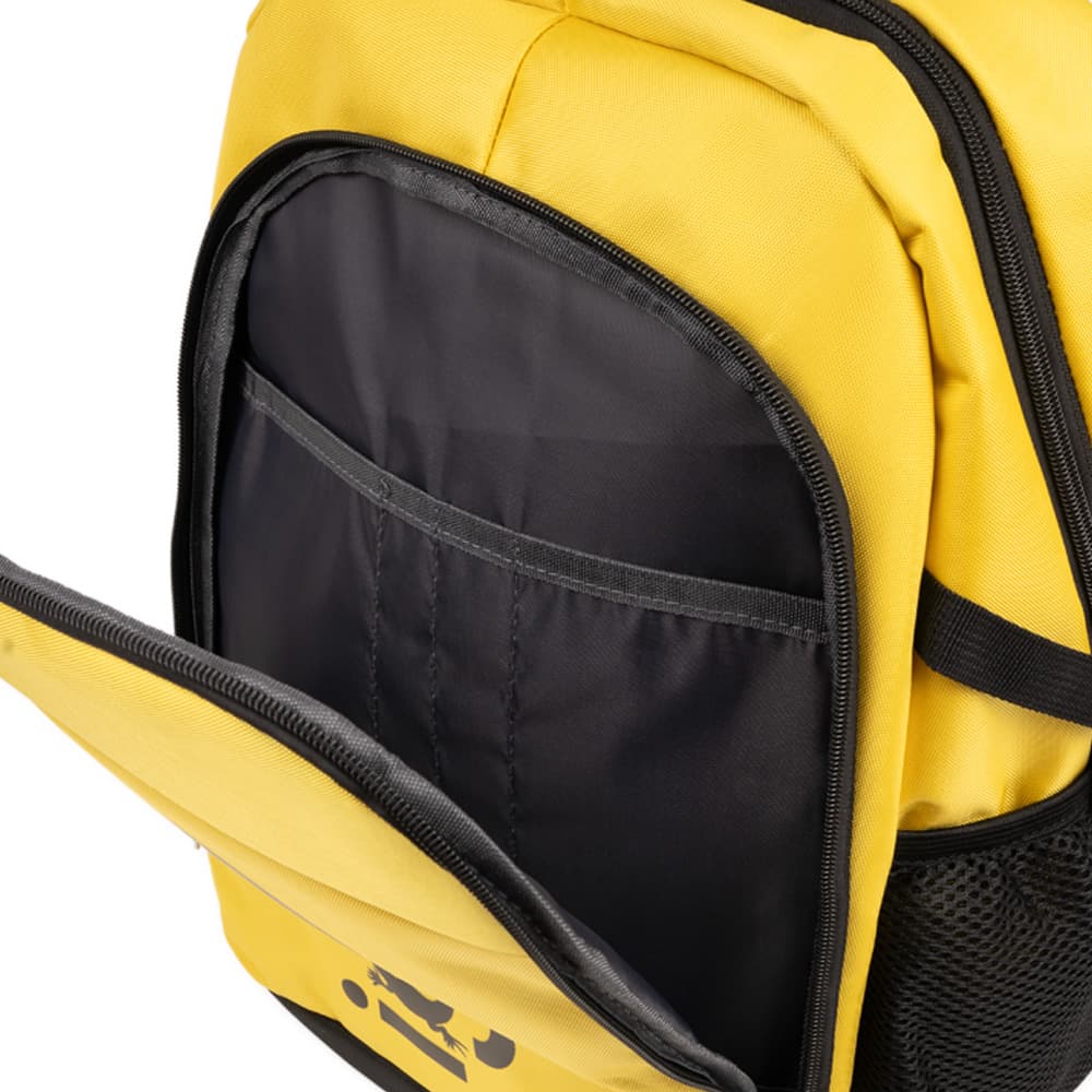 RUCSAC IGGY RIDER, pt. notebook de max. 15.6", 2 compartimente, buzunar frontal, troler strap, water-resistant, poliester, galben/negu, "IGBP-RIDER" — miniatură