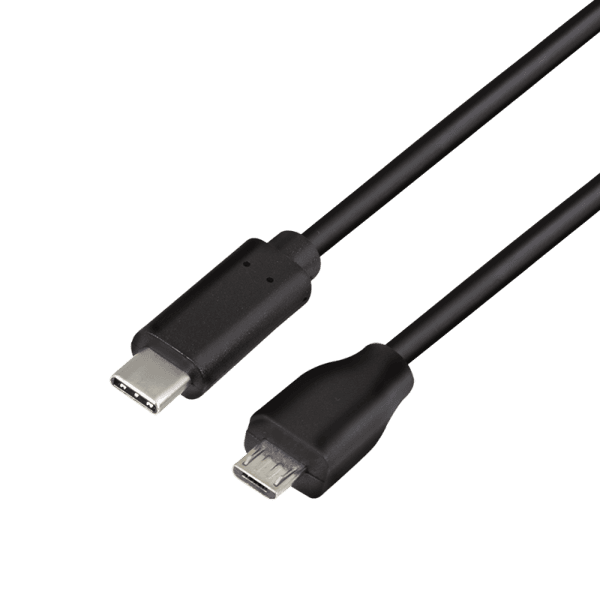 CABLU alimentare si date LOGILINK, pt. smartphone, USB 2.0, USB Type-C (T) la Micro-USB (T), 0.5m, 2x ecranat, conectori placati cu nichel, negru, "CU0196" — miniatură