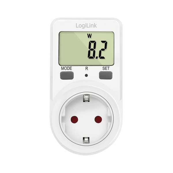 PRIZA LOGILINK, Schuko x 1, conectare prin Schuko (T), contor de cost energie, 16 A, afisaj energie / putere / tarif cost, baterie incorporata, IP20, alb, "EM0002B"