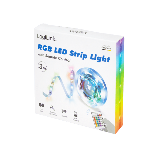 BANDA LUMINI LOGILINK, Wi-Fi Smart, autoadeziva, RGB, 90 x LED, 16 culori, 4 moduri, 570 lm, alimentare USB 5 V/1,2 A, 3m "LED007" (include TV 0.18lei) — miniatură
