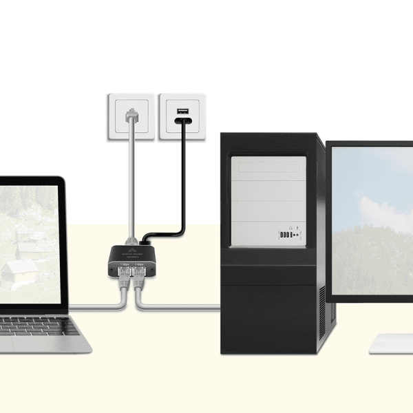 SPLITTER RETEA Logilink, 1 la 2 Gigabit 1000 Mbit/s, USB power, pana la 100m, negru, "NS0011" — miniatură