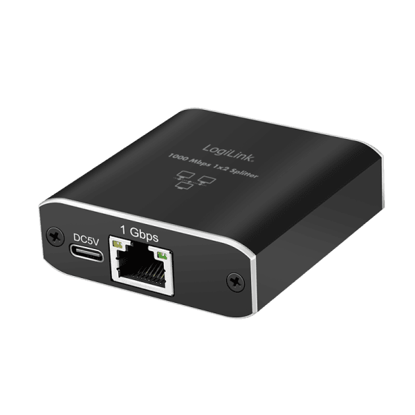SPLITTER RETEA Logilink, 1 la 2 Gigabit 1000 Mbit/s, USB power, pana la 100m, negru, "NS0011"