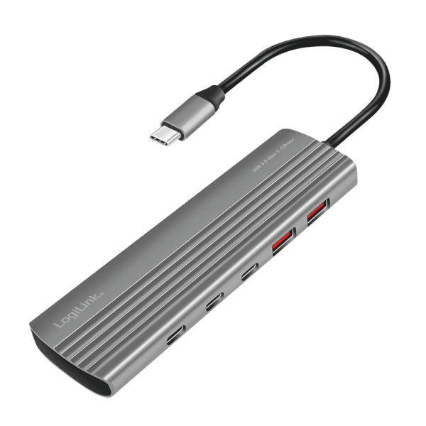 HUB extern LOGILINK, porturi USB: USB-A 2.0 x 2, USB Type-C x 8, conectare prin USB 3.2 Type C, PD 100W, protectie: supracurent, supratensiune, suprasarcina si scurtcircuit, gri, "UA0415"